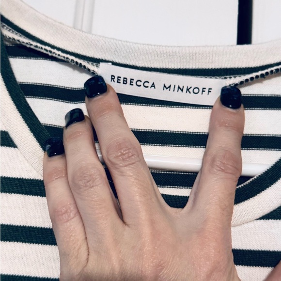 Rebecca Minkoff Gray/Green and White Striped Long Sleeve Dress - Picture 10 of 12